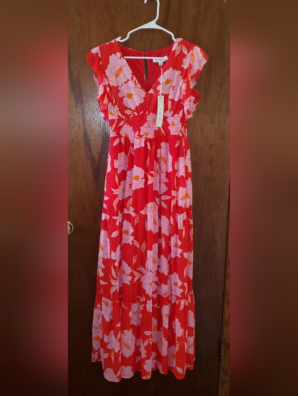 NWT She + Sky Floral V-Neck Maxi Dress Sz Large
